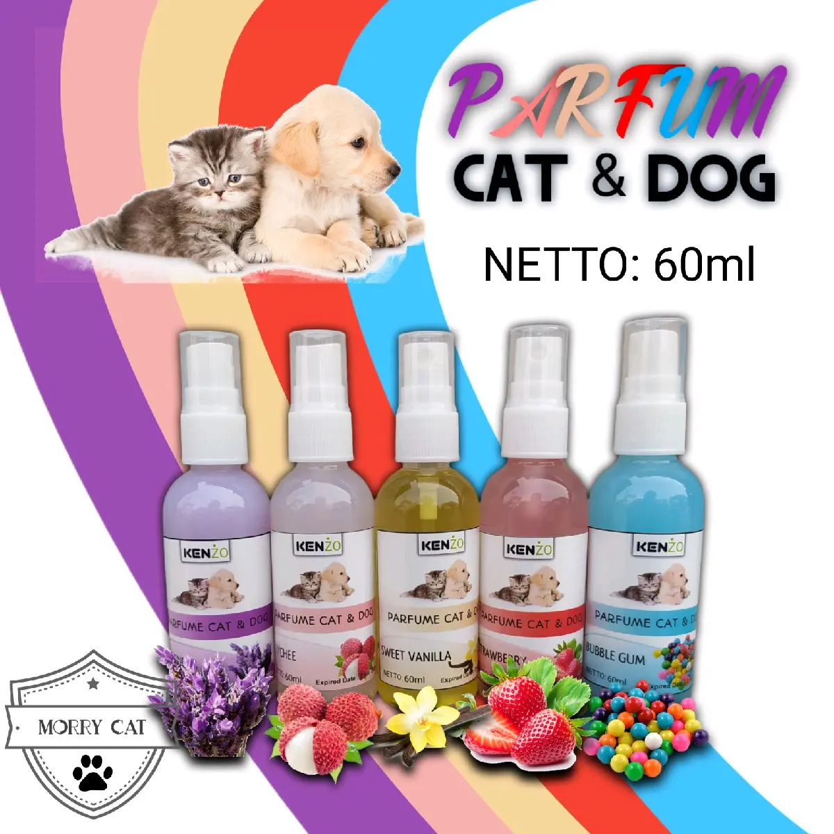 Parfum 60ml untuk kucing dan anjing pengharum hewan peliharaan