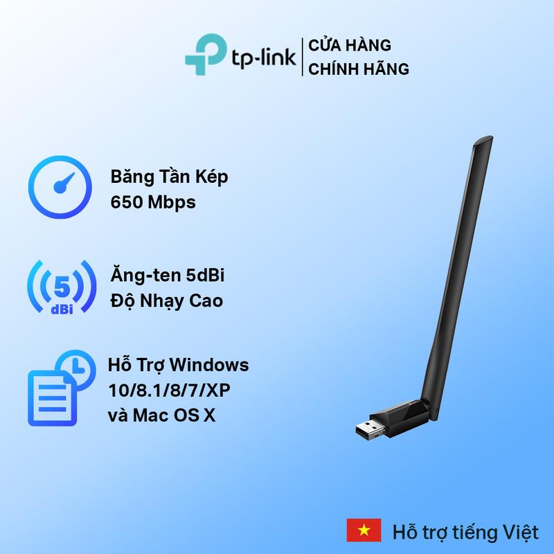 Bộ Chuyển Đổi USB Wifi TP-Link Archer T2U Plus Băng Tần Kép Chuẩn AC 600Mbps usb wifi