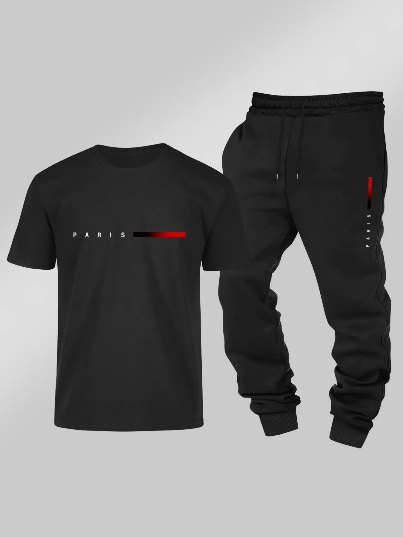 Men's Letter Print Tee & Jogger Pants Two-piece Set, Casual Comfort Short Sleeve T-shirt & Sweatpants, Men's Summer Clothes, Clothing