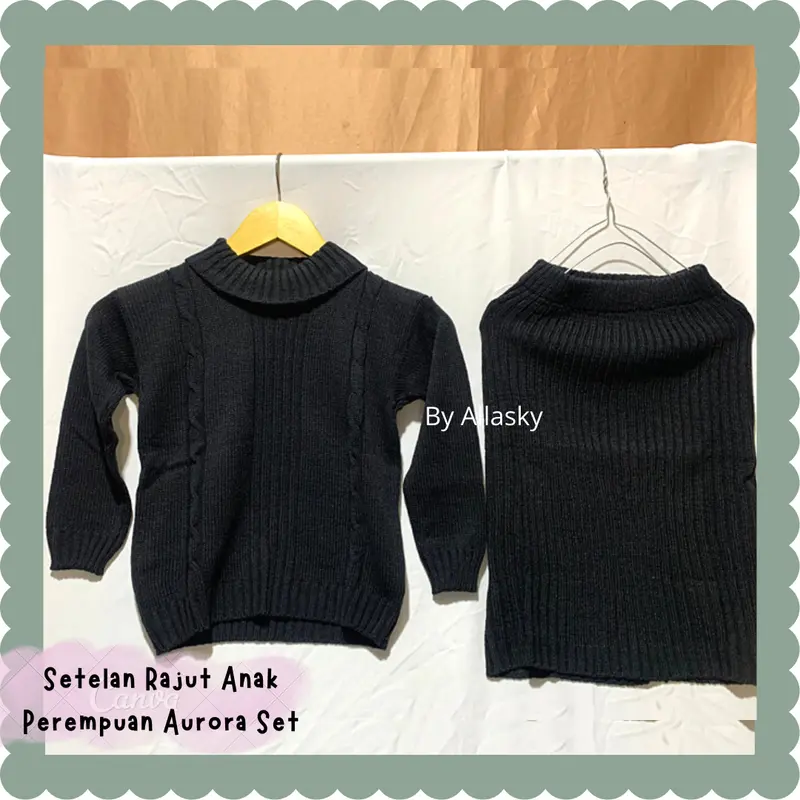 Baju Anak Perempuan setelan aurora / Sweater Rajut Anak / Satu Set Rajut Anak / Cardigan Rajut Anak Perempuan / Set Knit Anak / Rok Stelan Rajut Anak / Rok Span Rajut Anak / Baju Anak Cewek Umur 12 / Setelan Rajut Anak Perempuan Aurora Set 2