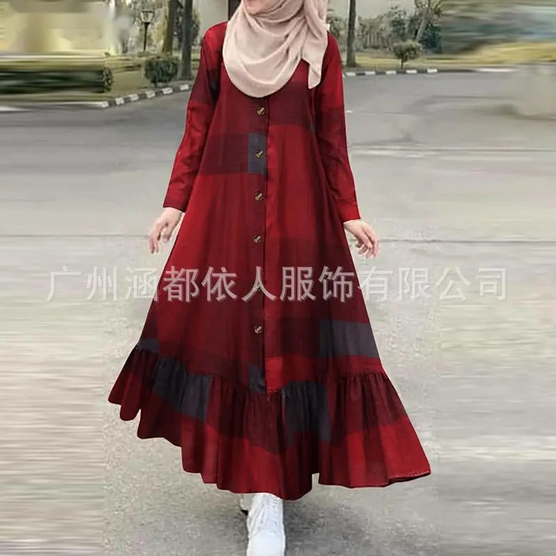 Váy Bông Nữ, Chất Lượng Cao, Phong Cách Ngọt Ngào Và Tươi Mới, Cổ Tròn, Thiết Kế Xếp Ly Thích Hợp Cho Mùa Thu 2020, Nguồn Xuyên Biên Giới 3