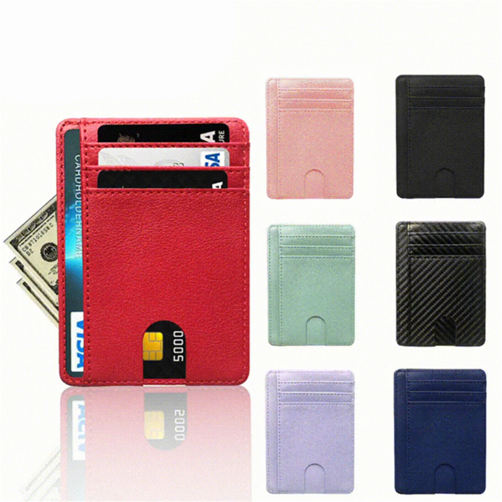 กระเป๋าสตางค์หนัง 8 ช่อง กันขโมย RFID บางเฉียบ ที่ใส่บัตรเครดิตและบัตรประจำตัวประชาชน กระเป๋าสตางค์ เคสเงิน ปก ป้องกันการโจรกรรม สำหรับผู้ชายและผู้หญิง แฟชั่น กระเป๋า