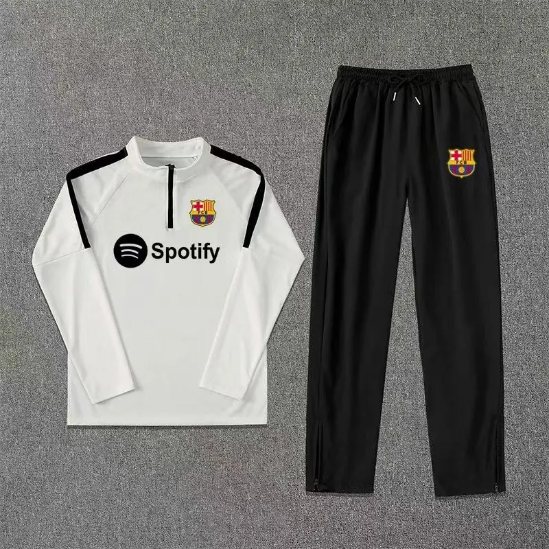 Bộ Đồ Tập Bóng Đá Cho Nam, Có Barcelona Và Real Madrid, Trang Phục Thể Thao Chạy Bộ Cùng, Áo Dài Tay Và Quần Dài Có Khóa Kéo, Thích Hợp Cho Mùa Giải 2024 Top
