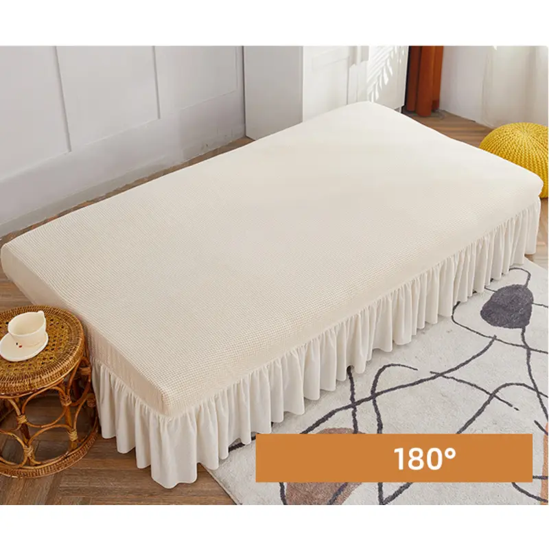 Bọc Giường Sofa, Jacquard Waffle Co Giãn, Màu Trơn Với Váy, Bọc Ghế Sofa Không Tay 7
