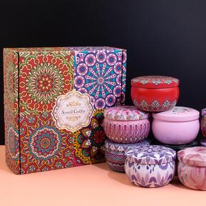 Floral Pattern Scented Candle, 4 Counts/set Smokeless Soy Wax Candle with Essential Oils, Fragrance Candle Gift Set, Home Decor, Freshener