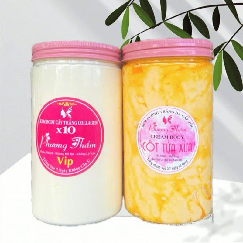 {combo 2kg kem} BODY CẤY TRẮNG COLLAGEN X 10 + 1 kg BODY CỐT TỬA XƯA { dành da ngâm đen lờn kem } tổng 2kg kem body phuongthammypham