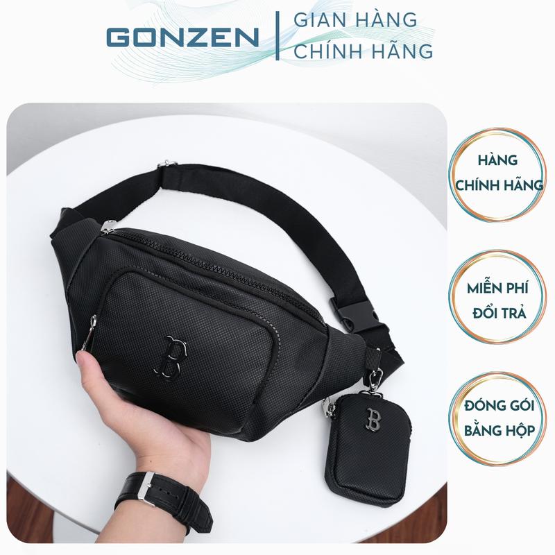Túi Đeo Chéo Đeo Bụng Logo Chữ B Đúc Bằng Kim Loại Chất Vải Da Chống Nước Cao Cấp, Túi Bao Tử Bán Hàng Dây Khóa Mở Đa Năng Thời Trang Nam Nữ Hot Trend_GONZEN TX 21