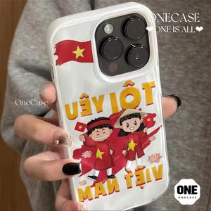 Phim Hoạt Hình Hoa Sen Bé Trai Bé Gái Yêu Nước Quốc Gia Cho Ốp Lưng IPhone 8plus 16plus 14 16 6 13 15 11 12 Pro Max XR X XS Max 11 13 12 15 6 7 8 6s Plus Ốp lưng điện thoại dạng hốc và đơn giản