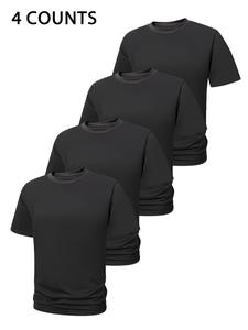 Men's Solid Round Neck Short Sleeve Tee, Regular Fit Casual Crew Neck T-Shirt for Daily Wear, Men's Top for All Seasons