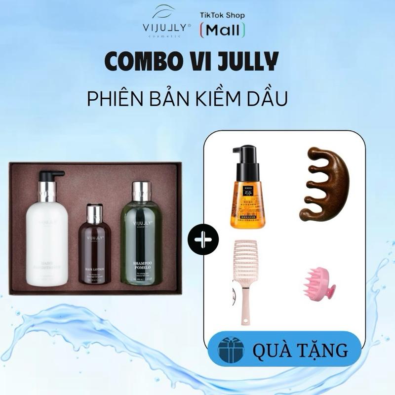 COMBO VIJULLY [ 2 PHIÊN BẢN ] Combo Dưỡng tóc chuyên sâu gồm Xịt Bưởi, Dầu Gội, Dầu Xã hỗ trợ giảm rụng Nam Nữ Women giam rung