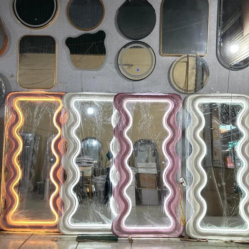 Gương soi toàn thân ( gương sóng bọc nỉ) kích thước 90x180 đèn led có chân dựng và móc treo gương decor phòng siêu đẹp 2