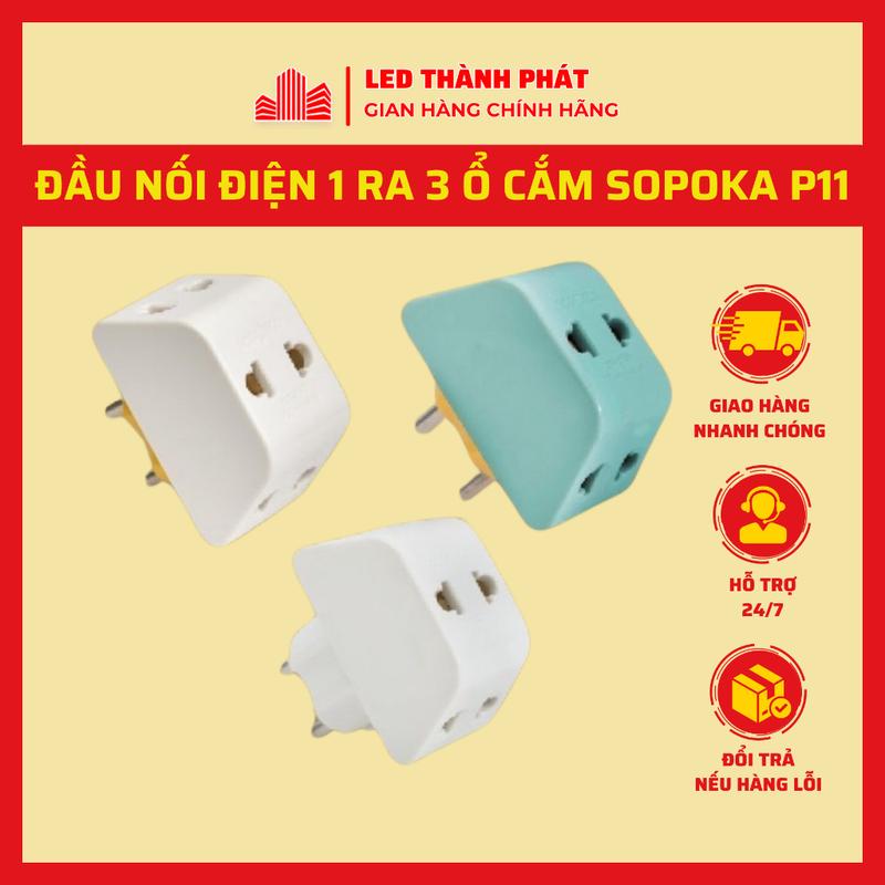 Ổ chia điện thông minh 3 ổ cắm SOPOKA P11 , Ổ cắm chuyển đổi đa năng chịu tải cao 2200W bảo hành chính hãng