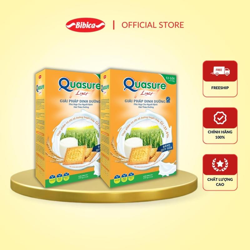 BAO BÌ MỚI - Combo 2 Bánh Quy Quasure Light Bibica 210g - Thực phẩm dành cho người ăn kiêng, tiểu đường