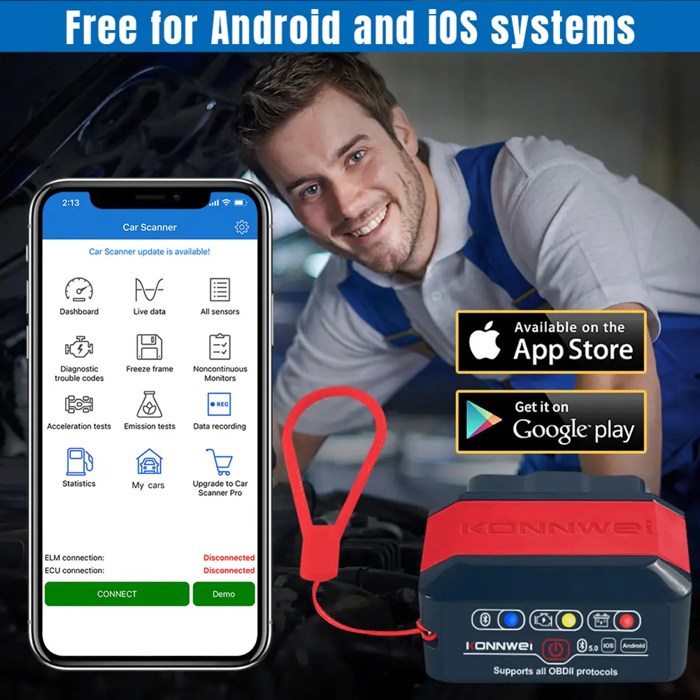KW906 OBD2 Scanner for IOS/For Compact Car Diagnostic Tool with Connectivity and User Friendly Design
