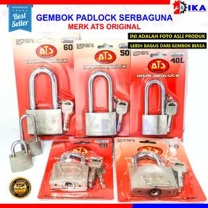 KUNCI GEMBOK PADLOCK ATS 30MM 40MM 50MM 60MM LEHER PENDEK / PANJANG Chrome Gembok Pelor ATS Termurah Berkualitas Gembok Anti rust/anti maling/gembok stanless anti karat/gembok anti cut