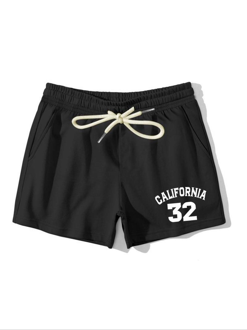 Product Introduction of Men's Letter & Figure Print Drawstring Waist Shorts, Regular Fit Casual Pocket Design Shorts for Summer, Men's Bottoms for Daily Wear 1