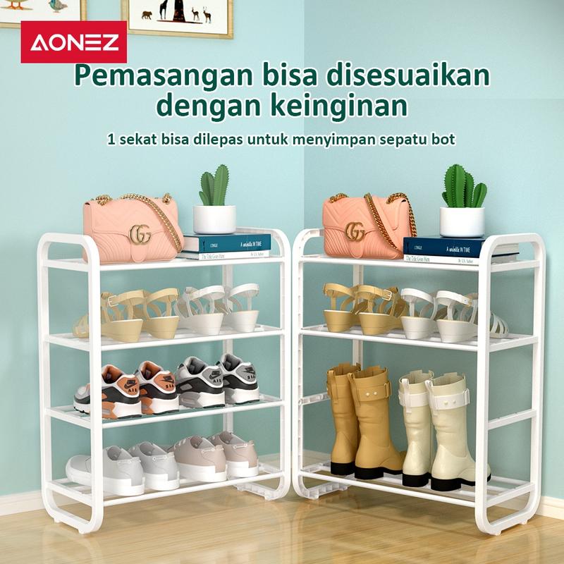 Product Introduction of 【COD】AONEZ Rak Sepatu Serbaguna 4 Susun Tempat Sepatu Rak Sandal 5