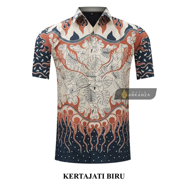 KEMEJA BATIK ARKANZA Motif Kertajati Biru LENGAN PANJANG DAN PENDEK Lapis Furing Slimfit Katun 1