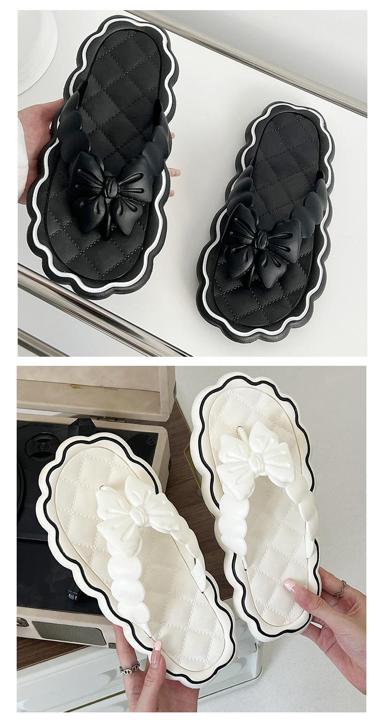 Product Introduction of Summer lace slippers, flip flops, fairy style, sweet and elegant, wearing bow shaped flip flops on the beach, cool slippers Walking Shoes Footwear Women Girl Shoes Comfort Sandal Decor Weight 10