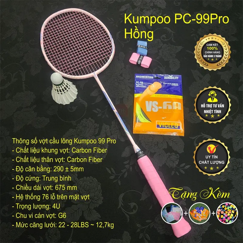 Vợt cầu lông Kumpoo PC99Pro nội địa (Căng sẵn Cước + Túi + Quấn cán) 1