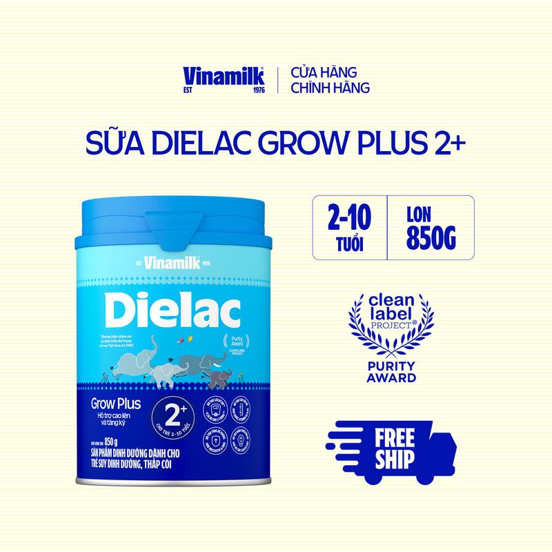 Sữa Non Vinamilk Dielac Grow Plus 2+ HT 850g (Sữa bột cho Bé Từ 2 - 10 Tuổi)