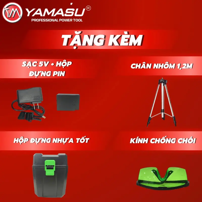 Máy cân bằng Laser 5 tia xanh siêu sáng YMS-155 YAMASU, máy cân mực kèm chân 1