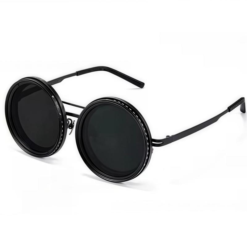 Product Introduction of Rounded Polarized Glasses, Adjustable Tint Sunglasses, 1-9 Gears Sunglasses, Beach Shady Rays Frames Sunglasses with ND Filter Lenses, Men Gifts 0