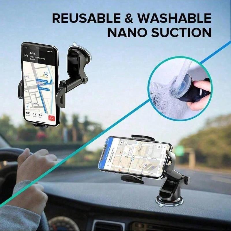 360° Rotatable Car Phone Holder, Car Dashboard Suction Cup Phone Mount, Washable Car Phone Holder for iPhone & Android, Phone Fixed Holder for Car 5