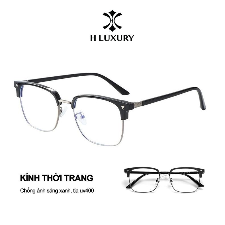 Kính nam nữ gọng trong suốt giả cận, chống ánh sáng xanh + Tia UV, gọng kính hợp kim cao cấp, gọng nhẹ - Mắt kính giả cận v9 Tròng Kính Kính Mắt Titan Kiềng