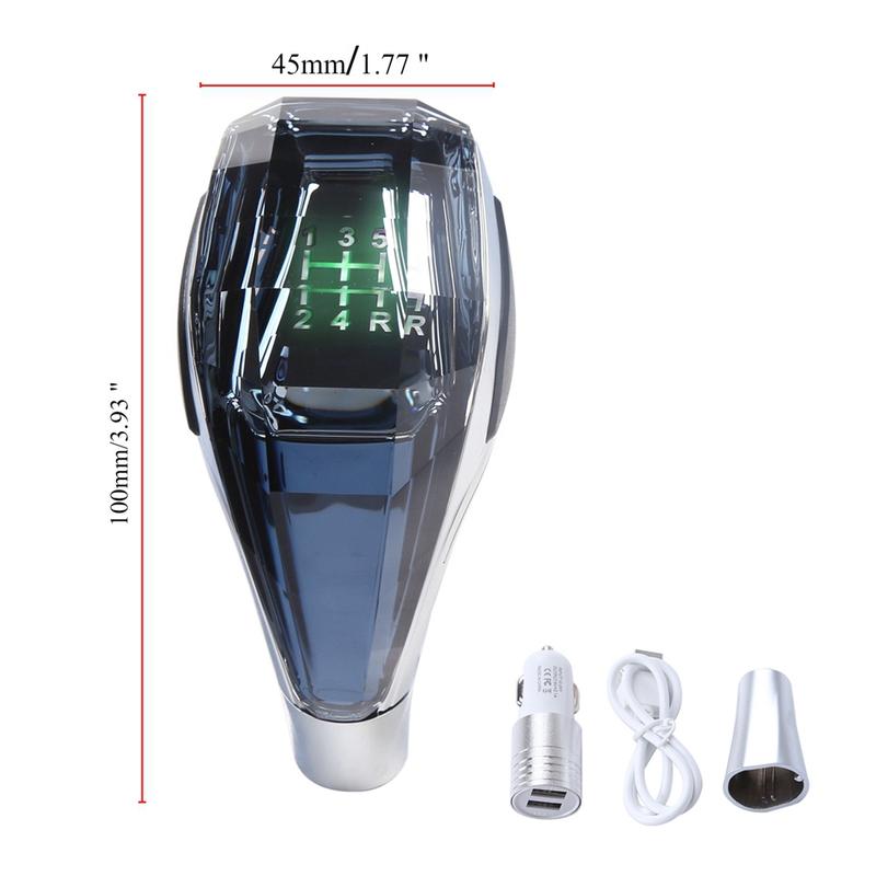 Car Universal LED Crystal Handles Manual Transmission Gear Shift Knob Lever Stick Head for 2