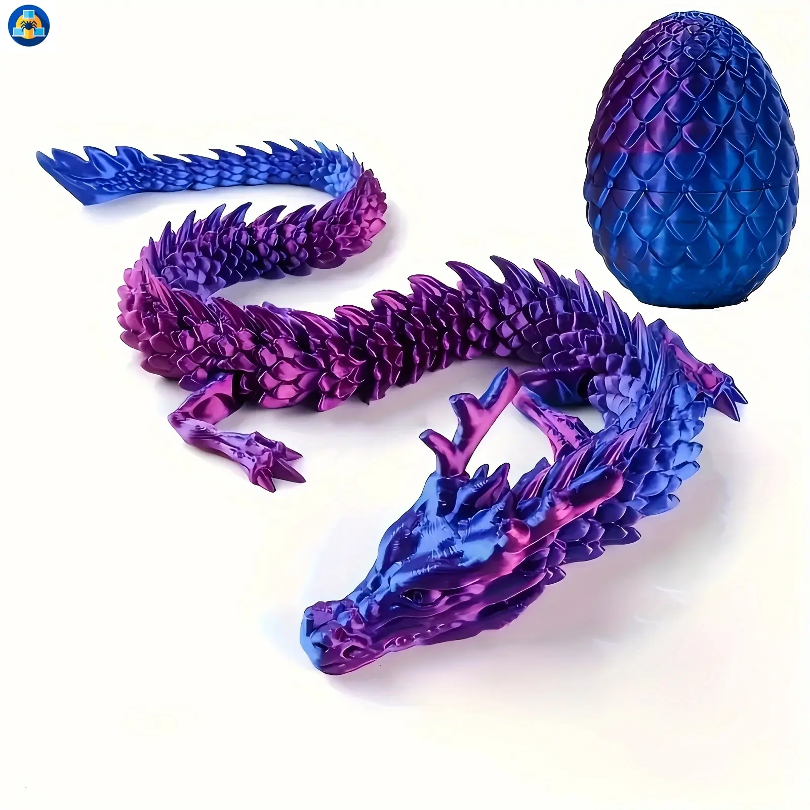 C&S    1pc Set of 3D Printed Chinese Dragon with Egg, Featuring Articulated Joints - A Desktop Ornament Statue, Ideal for a Colorful Collection Decoration. Perfect for Decorating Homes, Cars, and Offices