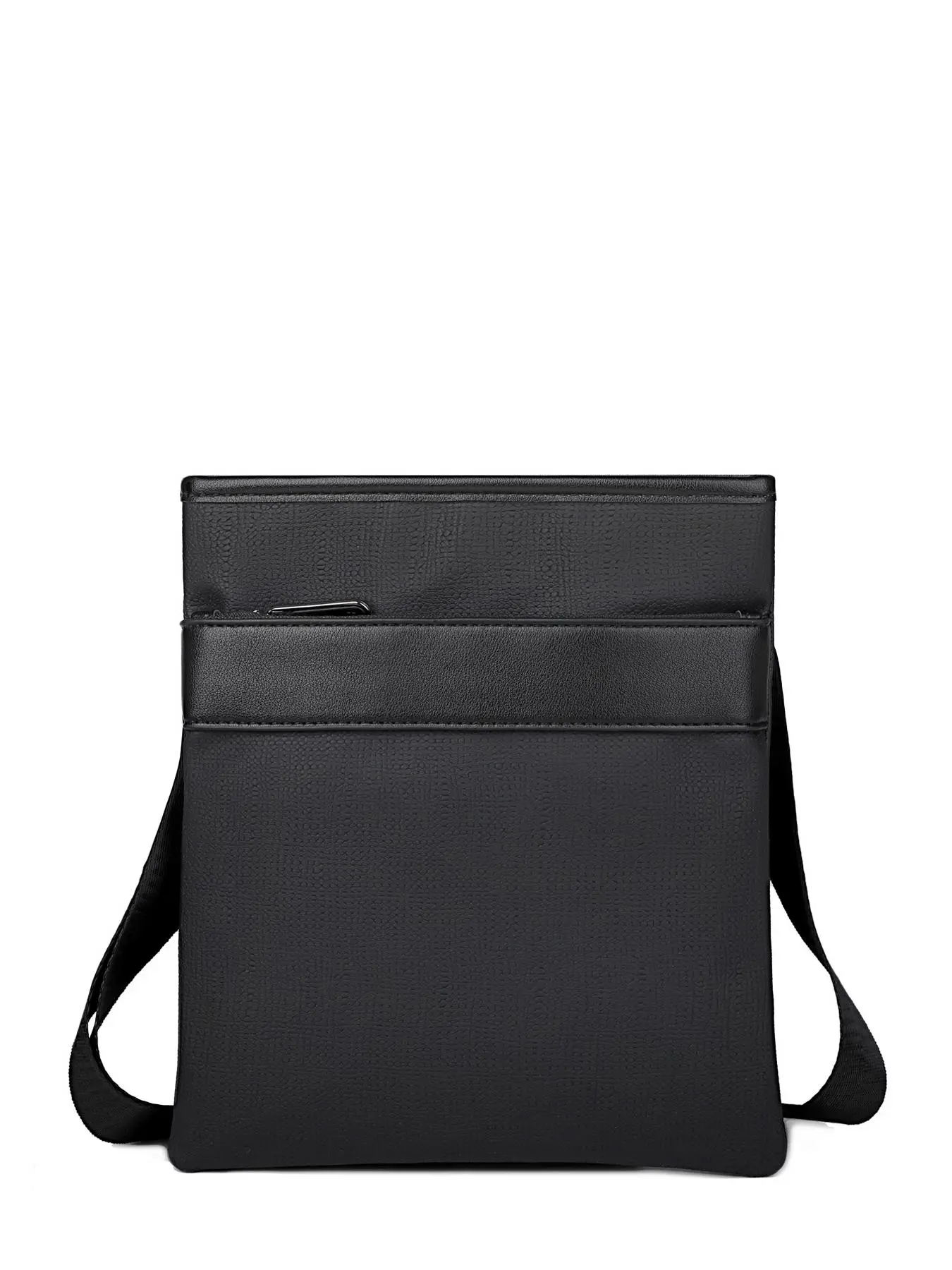 Men's Business Solid Color Zipper Crossbody Bag, Fashionable PU Leather Shoulder Bag for Daily Used, Casual Trendy Versatile High-quality Daily Commuting Bag