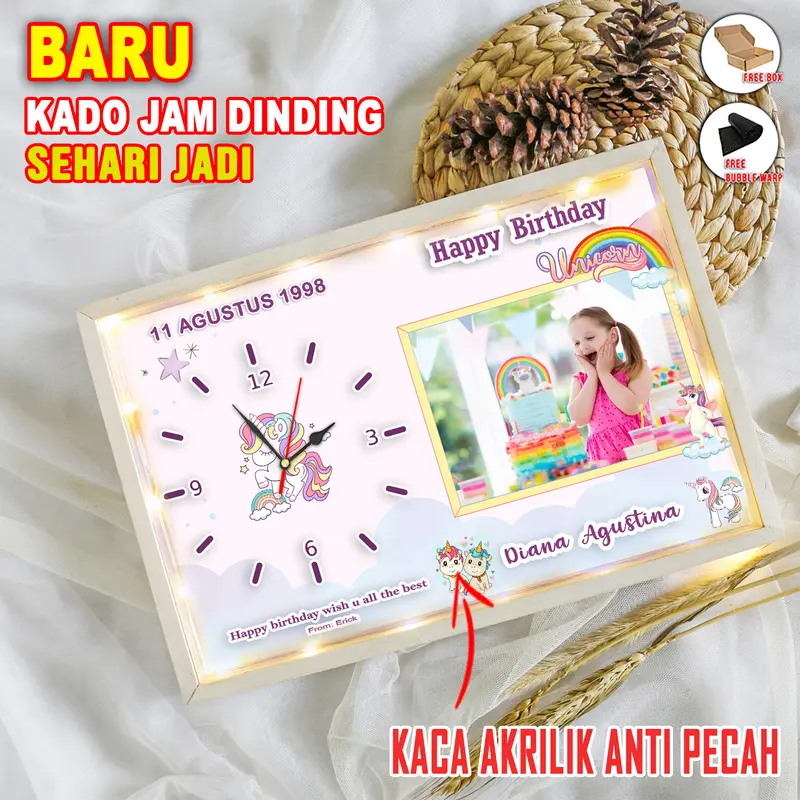KADO PERNIKAHAN II JAM DINDING CUSTOM II KADO WEDDING ULANG TAHUN WISUDA GRADUATION KADO VALENTIN Frame Kayu Lampu 7