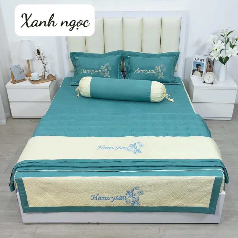 SET BỘ 5 MÓN ( 1 vỏ chăn + 1 ga phu + 2 áo gối đầu+ 1 áo gối ôm) 4