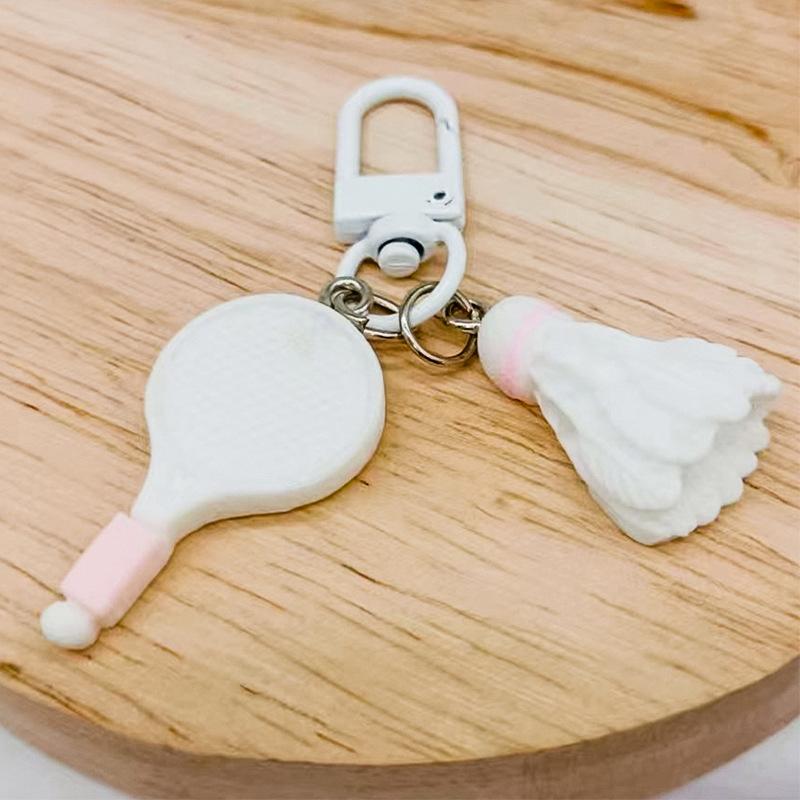 Móc Khóa, Thiết Kế Mới, Vợt Cầu Lông Dễ Thương, Móc Chìa Khóa, Thích Hợp Cho Ba Lô Và Chìa Khóa Ô Tô, Mặt Dây Chuyền Quyến Rũ Treo, 1 Chiếc 2