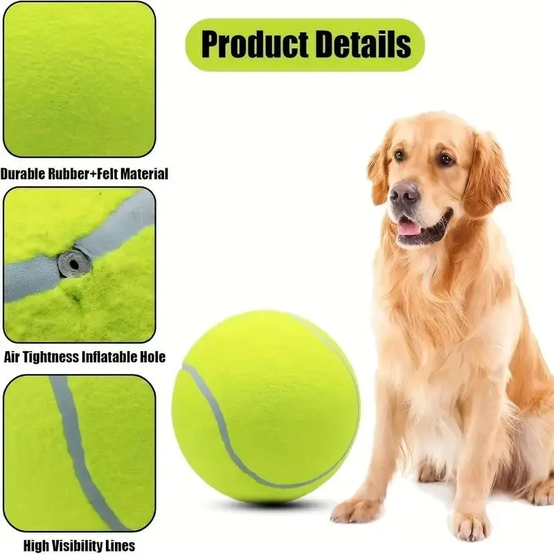 9.5 Inches Large Dog Tennis Ball, Outdoor Entertainment Inflatable Pet Toy, Funny Inflatable Exercise Ball, Durable Game Time Accessories, Enhance Pet Exercise and Intimacy 5