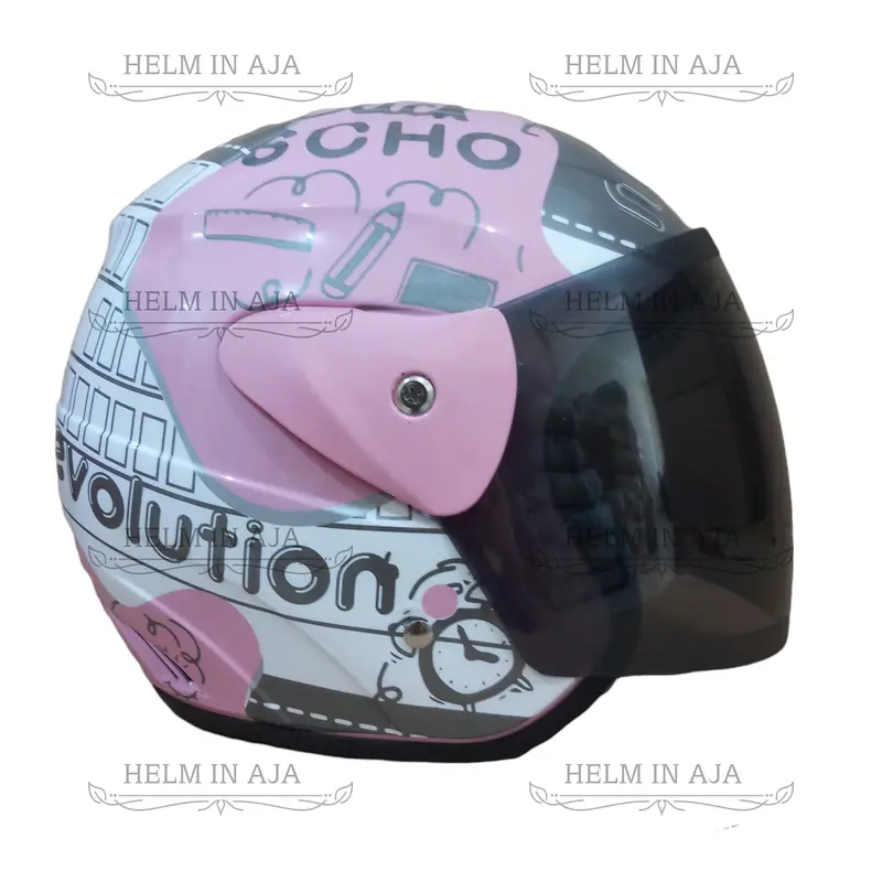HELM HALF FACE DEWASA EVOLUTION SEPERTI HELM GM ORIGINAL MOTIF REVOLUTION PINK PASTEL FREE BUBBLE WRAP 3