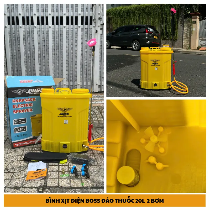 Bình xịt thuốc BOSS 16 lít 1 bơm gọn nhẹ vỏ bình cứng cáp trọng lượng 4.5Kg thời gian sử dụng 5-7 tiếng 7