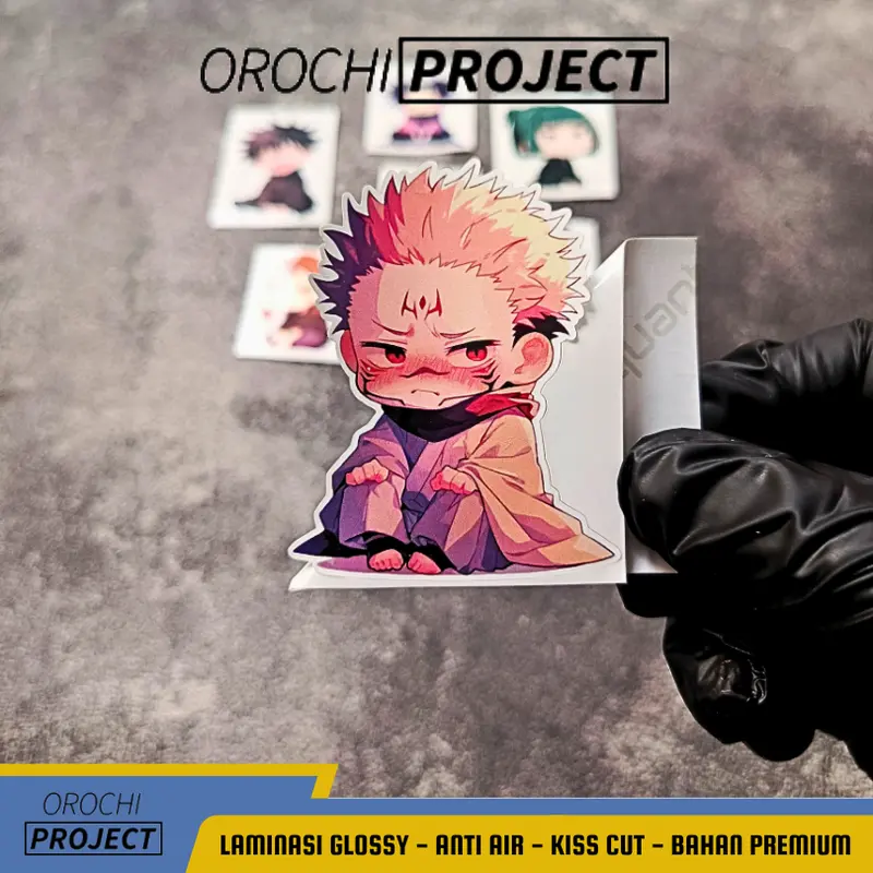 Sticker Stiker Anime JUJUTSU KAISEN Karakter Chibi Series Head Cute Kawai Vinyl Glossy Anti Air HP Laptop Tumbler Motor Helm 3