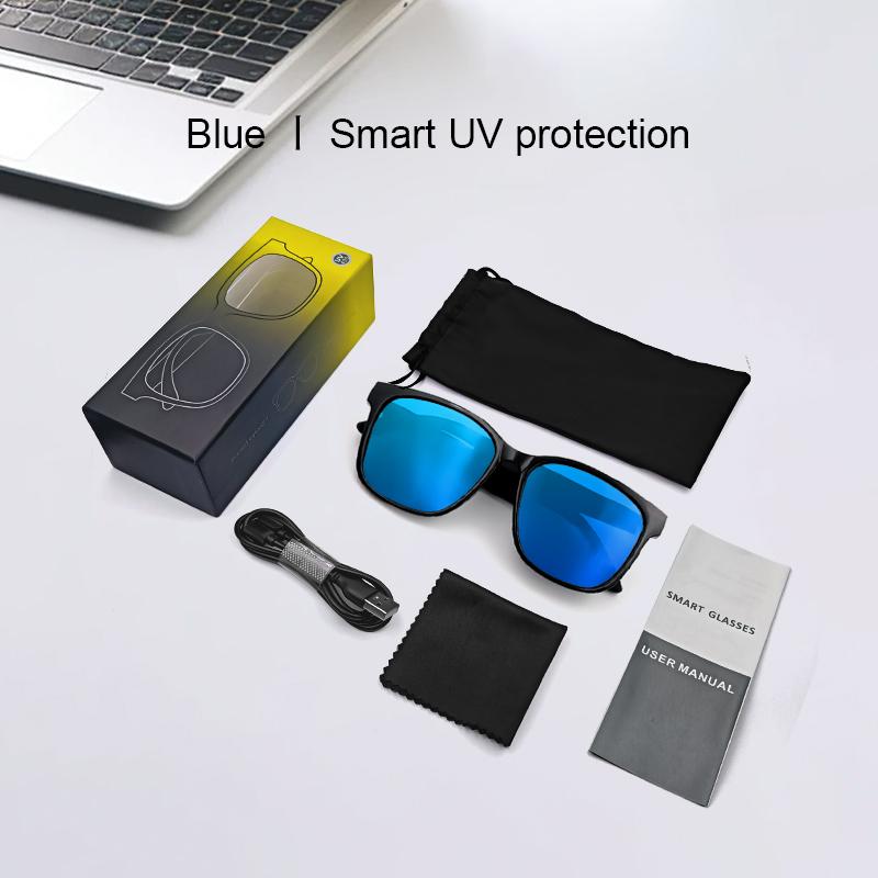 COD Quick Send New GS08 Smart Glasses for Men 2 in 1 UV Protection Portable Polarized Anti-blue Light Black Frame White Lenses Music Sunglasses 7