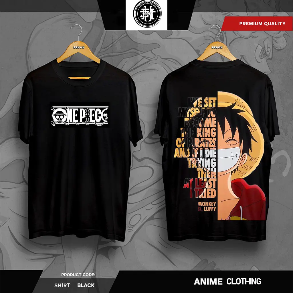 One Piece T-Shirt Luffy T-Shirt Unisex Couple Black S-5XL