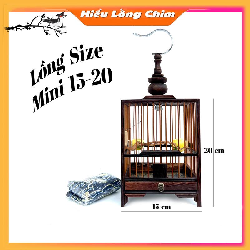 ( Tặng Full Phụ Kiện ) Lồng Chim Khuyên - Chim Hút Mật Size Vuông 15 Cao 20 Chất Liệu Gỗ Mun  ( Ráp Sẵn Thành Lồng - Về Anh Em Chỉ Việc Chơi )