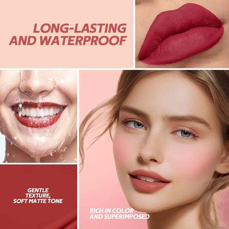 Long-lasting Lip Tint Set, 6pcs/set Natural Matte Finish Highly Pigmented Liquid Lipstick, Waterproof, Smudge-proof Lip Gloss for All Occasions Lip Makeup, Cosmetic 6