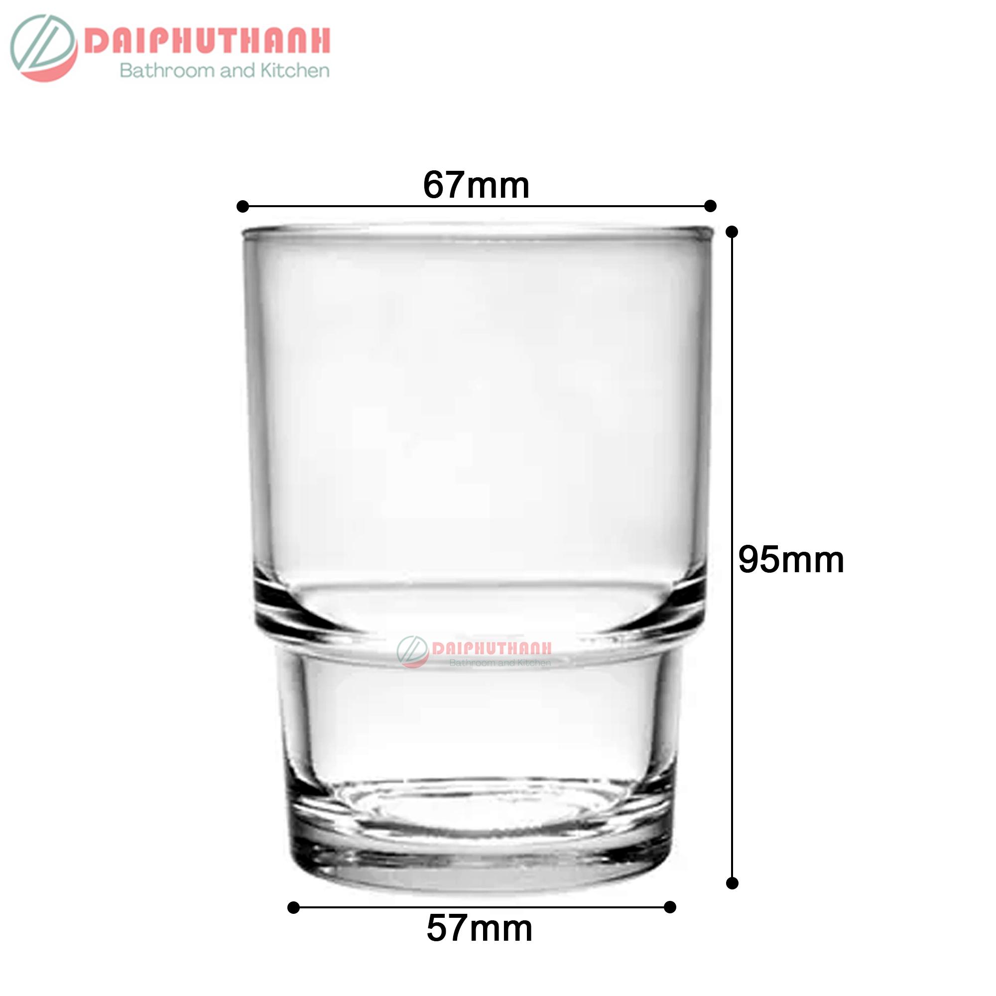 Cốc Ly Thuỷ Tinh Trong Suốt 240ml Cao 95mm Rộng 67mm - Kiểu ly có gờ hạn chế trơn trượt tay