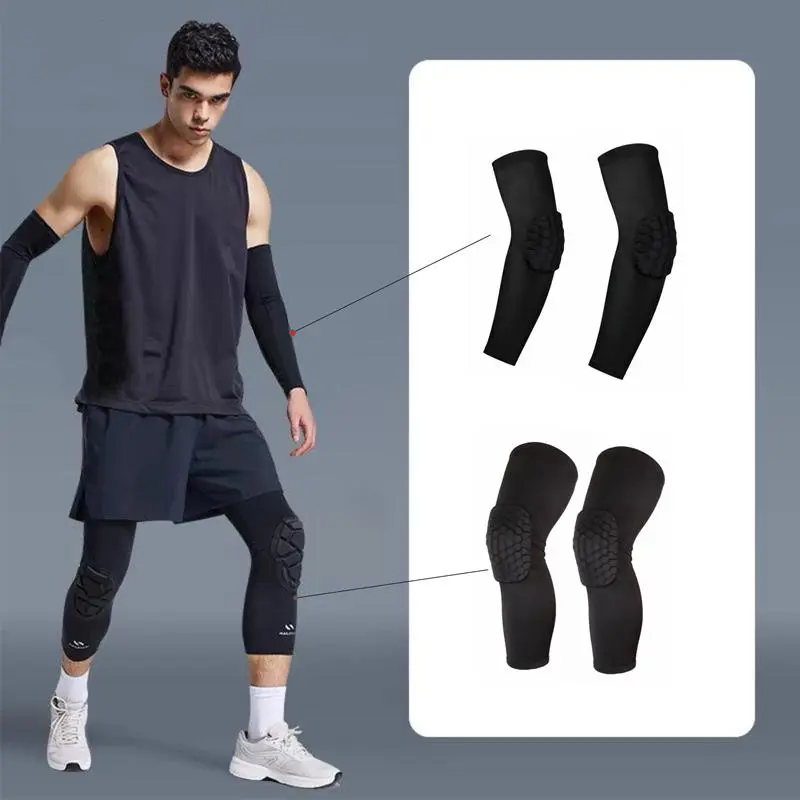 Basketball Protective Gear Set, Sports Knee Pad, Elbow Pad, Wristband, Headband, Basketball Protective Equipment for Men & Women