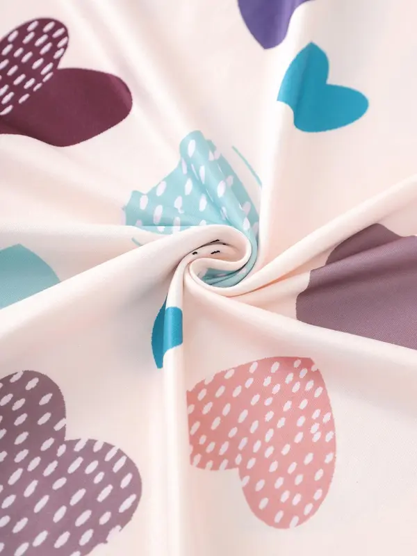 【Plus Size】 Heart Print Nightdress, Casual Comfy Short Sleeve Nightgown for Women, Women's Sleepwear for Summer, Loungewear 4