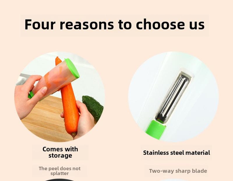 Product Introduction of Dụng cụ gọt vỏ loại lưu trữ gia dụng để cắt trái cây Dao chùm bằng thép không gỉ Dụng cụ gọt vỏ đa năng với hộp lưu trữ nhựa bền 2