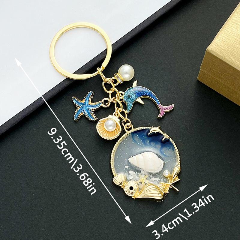 Product Introduction of Ocean Keychains, With Seahorses, Starfishes, Turtles, Mermaids, Shells, Dolphins, Fish Tails And Other Decorations, Creative Keychains, Car Keys, Wallet Pendants, Backpack Pendants, Creative Gifts 1