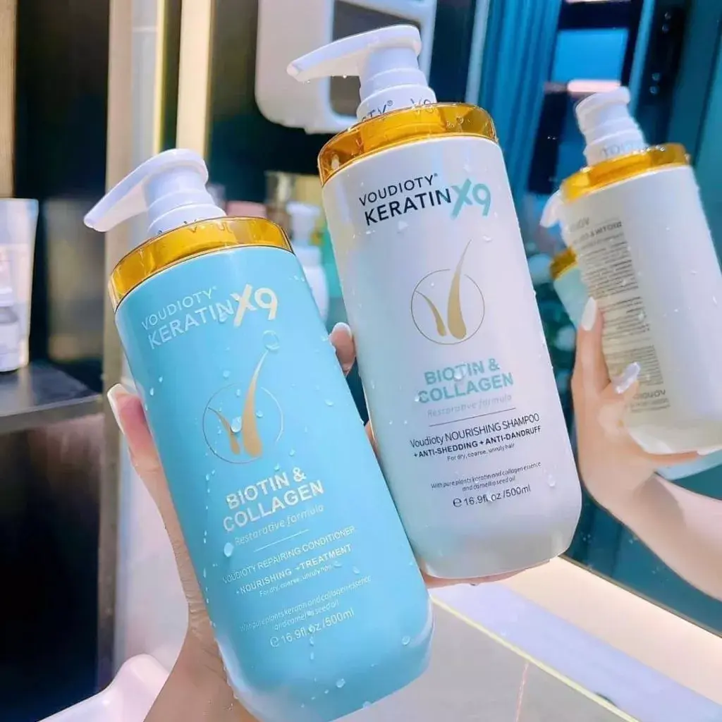 Cặp Dầu Gội Xả Voudioty Keratin X9 Biotin & Collagen 500ml, Dầu Cặp Chính Hãng An Toàn Mềm Mượt