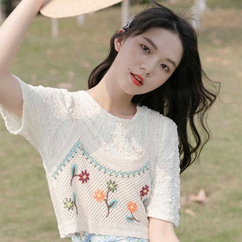 💥[A162] Áo 2 DÂY sang chảnh len LƯỚI Montoghi hàng dệt kim Croptop nữ ngắn THÊU HOA mặc được NHIỀU KIỂU siêu xinh - L2M (Top Nữ Women Nhung ) 【 hoa hồng 】 3